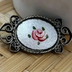 Accessories | Vintage Hair Barrette Guilloche Enamel Pink  display picture 1
